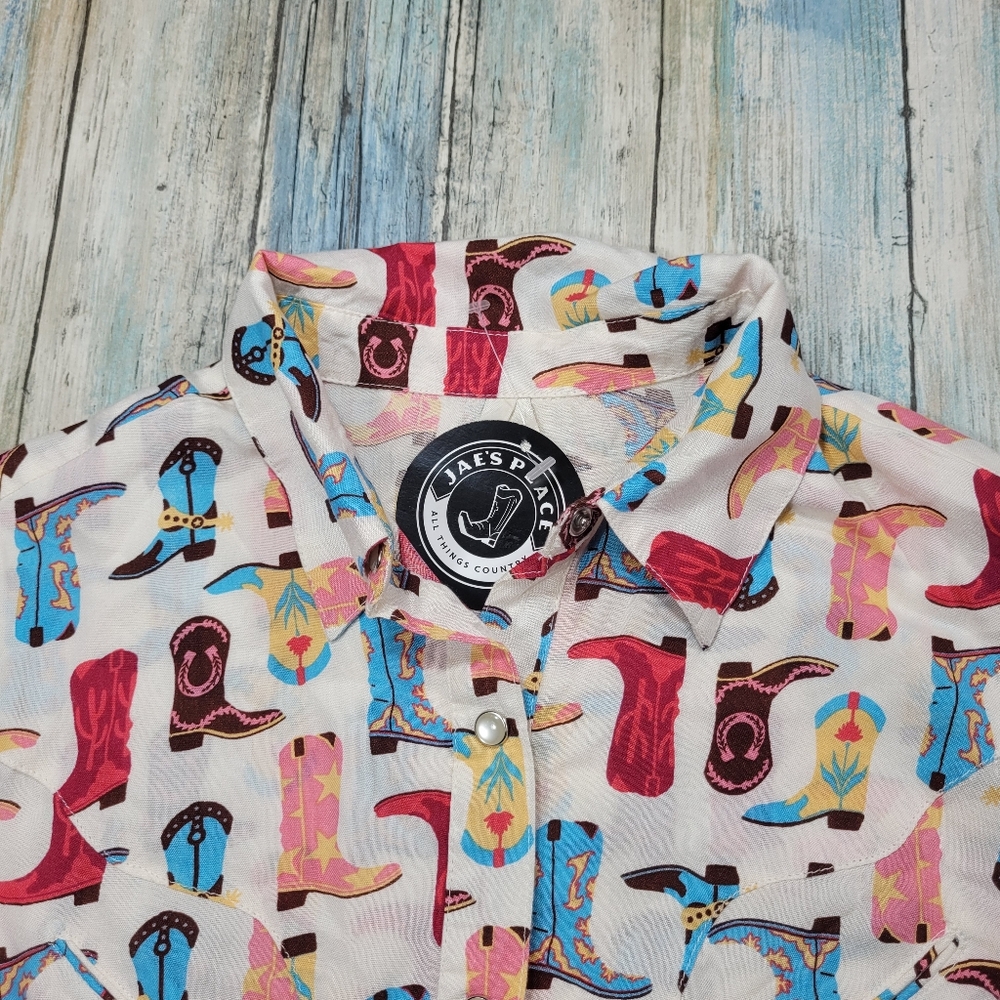 ROPER Colorful Boot Print Button-Up Shirt - Picture 4 of 12